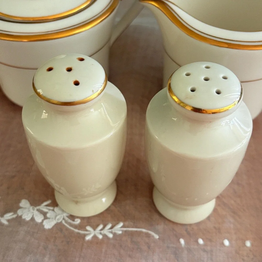 Noritake Ivory China Salt and Pepper Shakers Creamer & Sugar Linton 7552